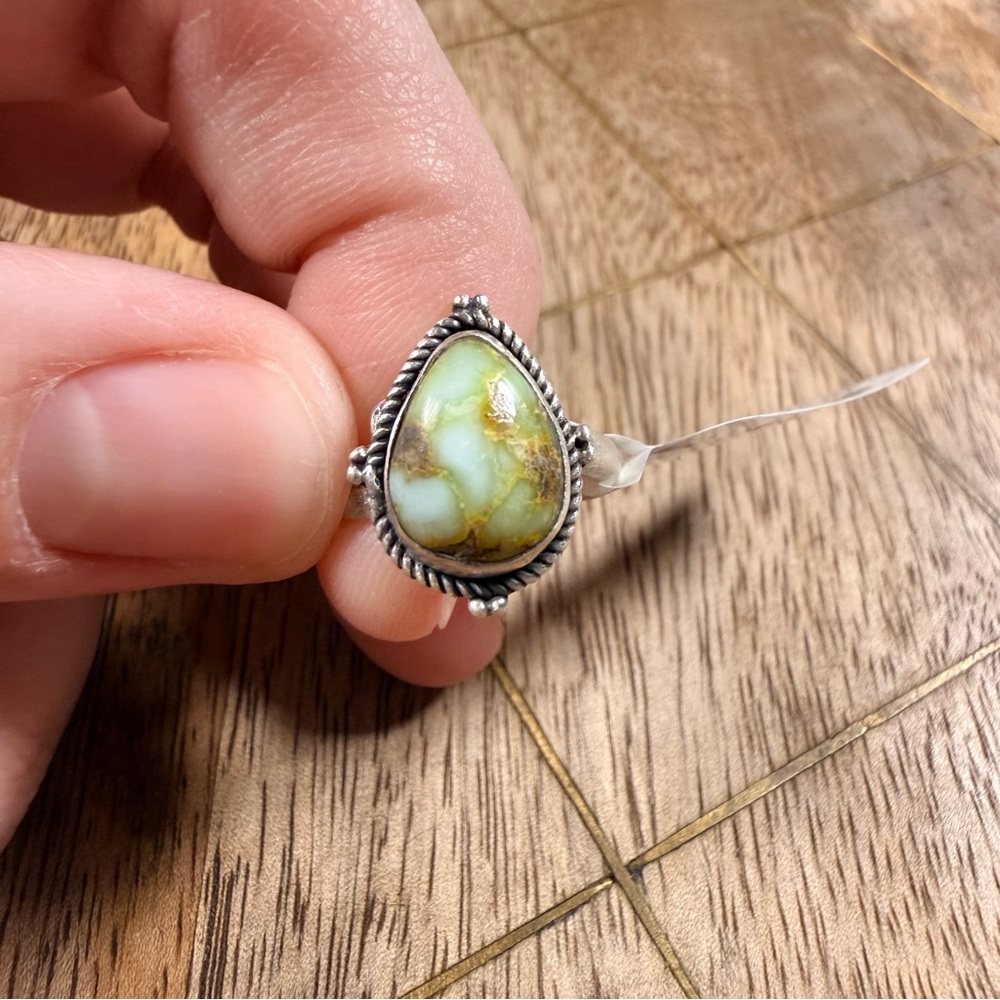 925 Sterling Silver South West Palomino Variscite‎ Ring Size Adjustable